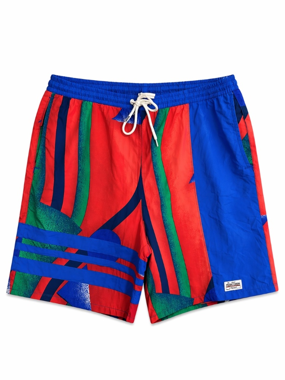Vintage Pierre Cardin Abstract Red Blue Green Print Swim Trunks – Size Large EUC